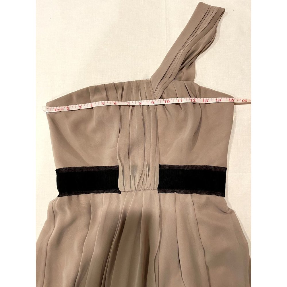 Max and Cleo Women's One Shoulder Chiffon Cocktail Party Mini Dress Taupe Size 4 - Picture 7 of 12